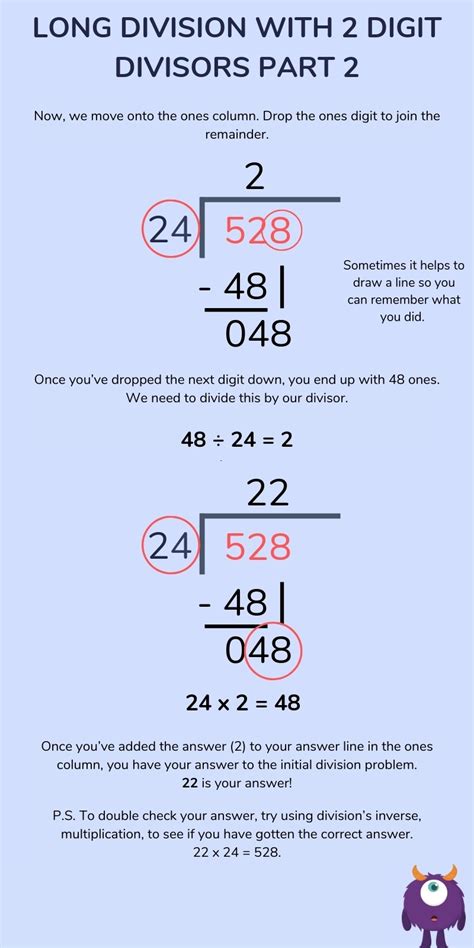 Dividing numbers: long division example .